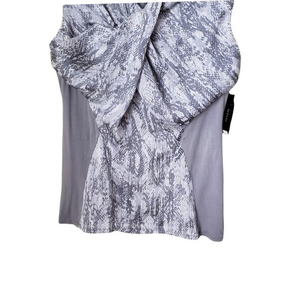 Alfani Gray/White Paris Chic Draped Snake Print Sleeveless Top XS NWT - Picture 2 of 10